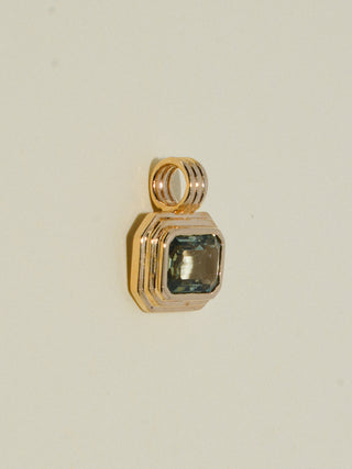 She was a fairy Green Sapphire Triple East to West Emerald Cut Charm in Yellow 14k Gold