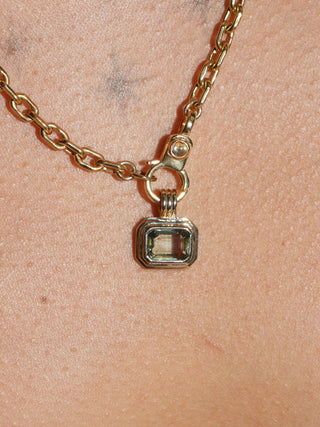 She was a fairy Green Sapphire Triple East to West Emerald Cut Charm in Yellow 14k Gold