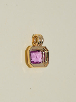 Evelyn Pink Sapphire Triple East to West Emerald Cut Charm in Yellow 14k Gold