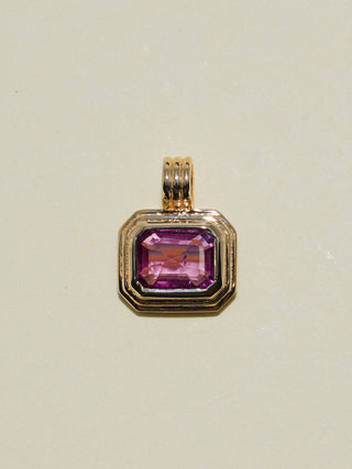 Evelyn Pink Sapphire Triple East to West Emerald Cut Charm in Yellow 14k Gold