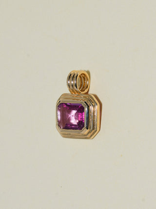 Evelyn Pink Sapphire Triple East to West Emerald Cut Charm in Yellow 14k Gold