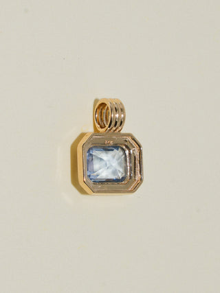 Wishful Winter Blue Sapphire Triple Emerald Cut Charm in Yellow 14k Gold