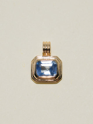 Wishful Winter Blue Sapphire Triple Emerald Cut Charm in Yellow 14k Gold