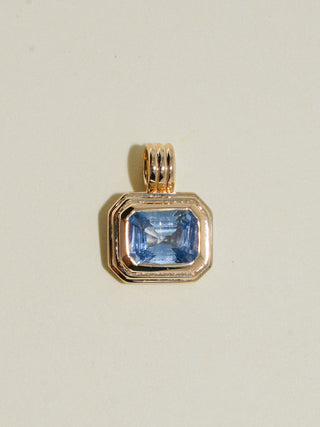 Wishful Winter Blue Sapphire Triple Emerald Cut Charm in Yellow 14k Gold