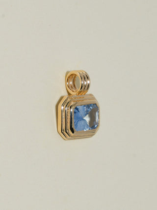 Wishful Winter Blue Sapphire Triple Emerald Cut Charm in Yellow 14k Gold
