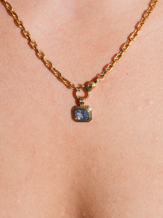 Wishful Winter Blue Sapphire Triple Emerald Cut Charm in Yellow 14k Gold