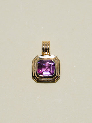 Eyes for you Pink Sapphire Triple East to West Emerald Cut Charm in Yellow 14k Gold