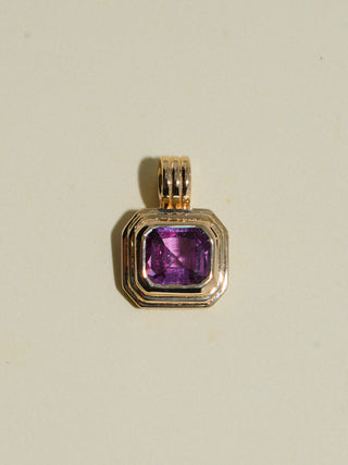 Eyes for you Pink Sapphire Triple East to West Emerald Cut Charm in Yellow 14k Gold
