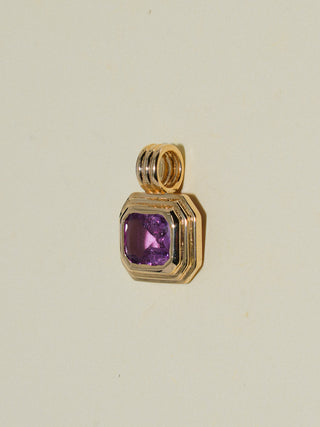 Eyes for you Pink Sapphire Triple East to West Emerald Cut Charm in Yellow 14k Gold