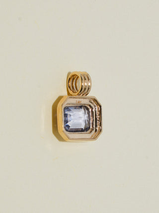 Born to be Blue Sapphire Triple East to West Emerald Cut Charm in Yellow 14k Gold