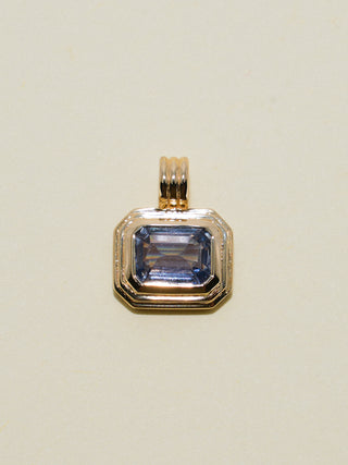 Born to be Blue Sapphire Triple East to West Emerald Cut Charm in Yellow 14k Gold