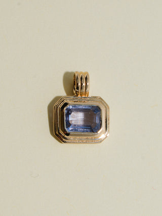 Born to be Blue Sapphire Triple East to West Emerald Cut Charm in Yellow 14k Gold