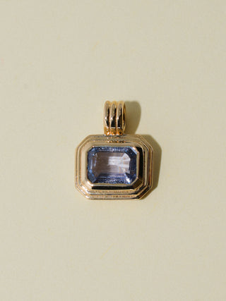 Born to be Blue Sapphire Triple East to West Emerald Cut Charm in Yellow 14k Gold