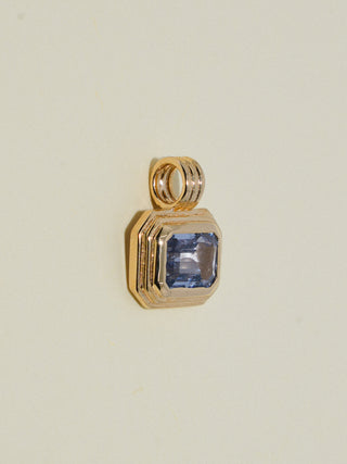 Born to be Blue Sapphire Triple East to West Emerald Cut Charm in Yellow 14k Gold