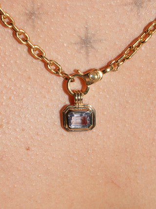 Born to be Blue Sapphire Triple East to West Emerald Cut Charm in Yellow 14k Gold