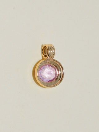 Flamingi Pink Sapphire Triple East to West Oval Cut Charm in Yellow 14k Gold