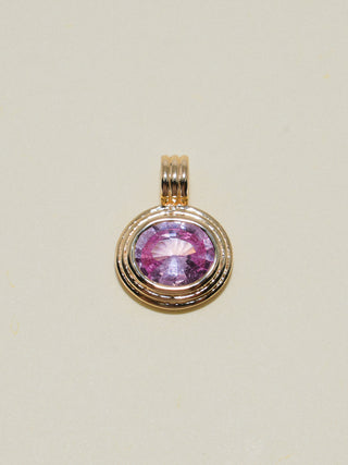 Flamingi Pink Sapphire Triple East to West Oval Cut Charm in Yellow 14k Gold