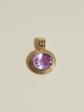 Flamingi Pink Sapphire Triple East to West Oval Cut Charm in Yellow 14k Gold