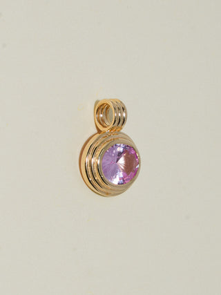 Flamingi Pink Sapphire Triple East to West Oval Cut Charm in Yellow 14k Gold