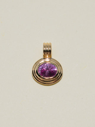Bird Watcher Pink Sapphire Triple East to West Oval Cut Charm in Yellow 14k Gold