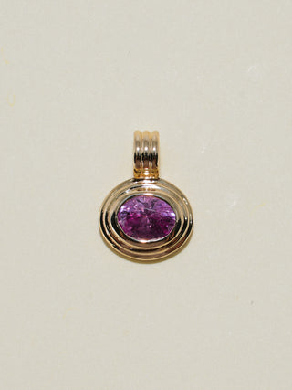 Bird Watcher Pink Sapphire Triple East to West Oval Cut Charm in Yellow 14k Gold