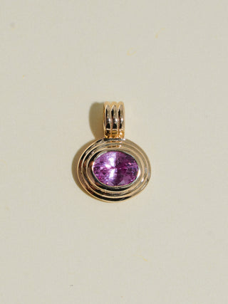 Bird Watcher Pink Sapphire Triple East to West Oval Cut Charm in Yellow 14k Gold