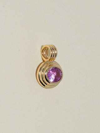 Bird Watcher Pink Sapphire Triple East to West Oval Cut Charm in Yellow 14k Gold