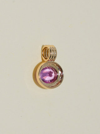 Bird Watcher Pink Sapphire Triple East to West Oval Cut Charm in Yellow 14k Gold