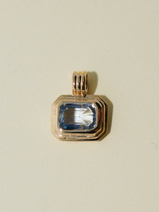 Umbrella Shade Blue Sapphire Triple East to West Emerald Cut Charm in Yellow 14k Gold