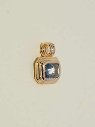 Umbrella Shade Blue Sapphire Triple East to West Emerald Cut Charm in Yellow 14k Gold