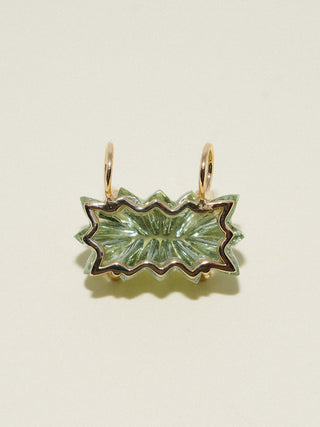 Surely Studded Gemela Green Amethyst Carved Cabochon Charm in Yellow 14k Gold