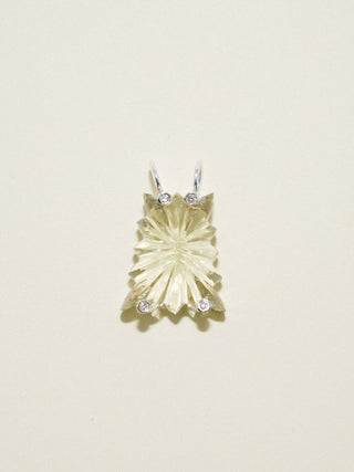 Big Baby Studded Gemela Green Amethyst Carved Cabochon Charm in Sterling Silver