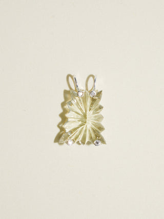 Big Baby Studded Gemela Green Amethyst Carved Cabochon Charm in Sterling Silver