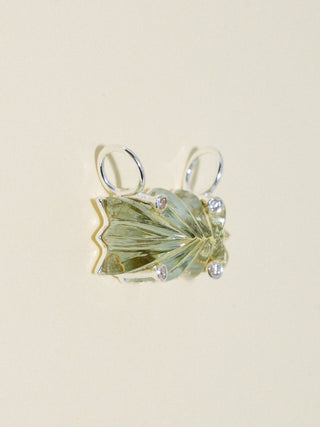 Gumdrop Studded Gemela Amethyst Carved Cabochon Charm in Sterling Silver