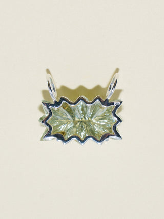Gumdrop Studded Gemela Amethyst Carved Cabochon Charm in Sterling Silver
