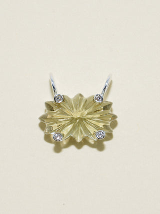 Affection Studded Gemela Amethyst Carved Cabochon Charm in Sterling Silver