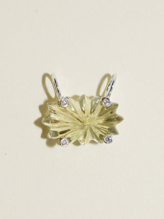 Affection Studded Gemela Amethyst Carved Cabochon Charm in Sterling Silver