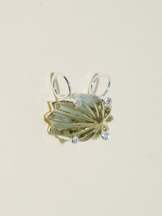 Affection Studded Gemela Amethyst Carved Cabochon Charm in Sterling Silver