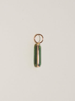 ghouls Green Tourmaline Baguette Cut Charm in Yellow 14k Gold