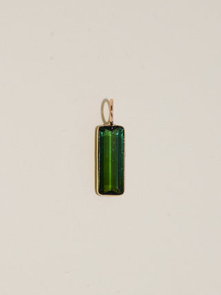 Scared of Heights Green Tourmaline Baguette Cut Charm in Yellow 14k Gold