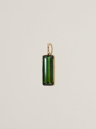 Scared of Heights Green Tourmaline Baguette Cut Charm in Yellow 14k Gold