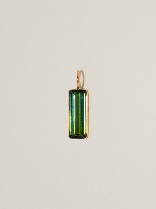 Scared of Heights Green Tourmaline Baguette Cut Charm in Yellow 14k Gold