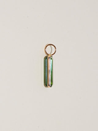 Scared of Heights Green Tourmaline Baguette Cut Charm in Yellow 14k Gold