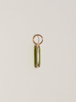poison apple Green Tourmaline Baguette Cut Charm in Yellow 14k Gold