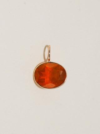 Hayride Fire Opal East West Oval Cut Charm in Yellow 14k Gold