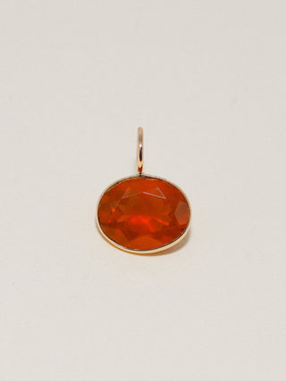 Hayride Fire Opal East West Oval Cut Charm in Yellow 14k Gold