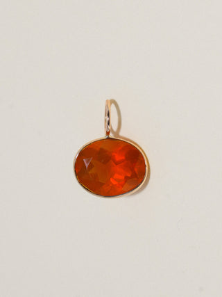 Hayride Fire Opal East West Oval Cut Charm in Yellow 14k Gold