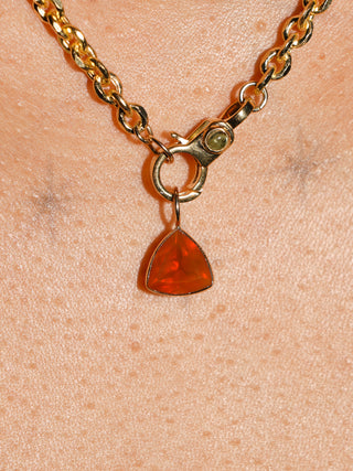 The Horror Fire Opal Trillion Cut Charm in Yellow 14k Gold