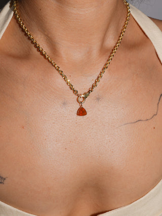 The Horror Fire Opal Trillion Cut Charm in Yellow 14k Gold