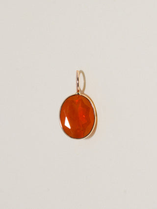 Ooky Spooky Fire Opal Oval Cut Charm in Yellow 14k Gold
